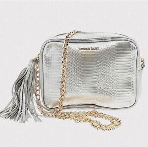 Victoria's Secret Tassel Chain Strap Crossbody Shoulder Bag Metallic Silver, NWT